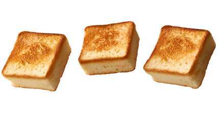 Crispy Toasted Bread Golden Brown Slices, Delicious Breakfast Snack, isolated on transparent background.