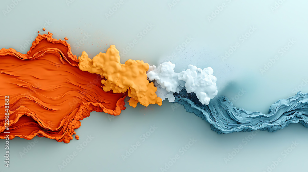 Poster dynamic rainfall map illustrating vivid color transitions across varying patterns in an abstract env