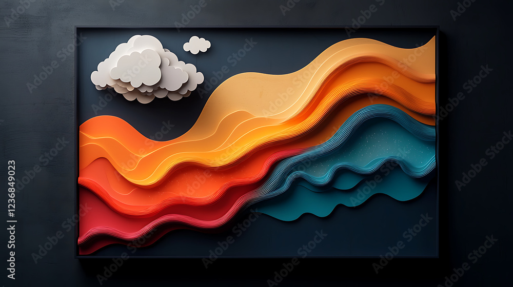 Poster digital art rainfall map visualization in flowing patterns abstract environment artistic perspective