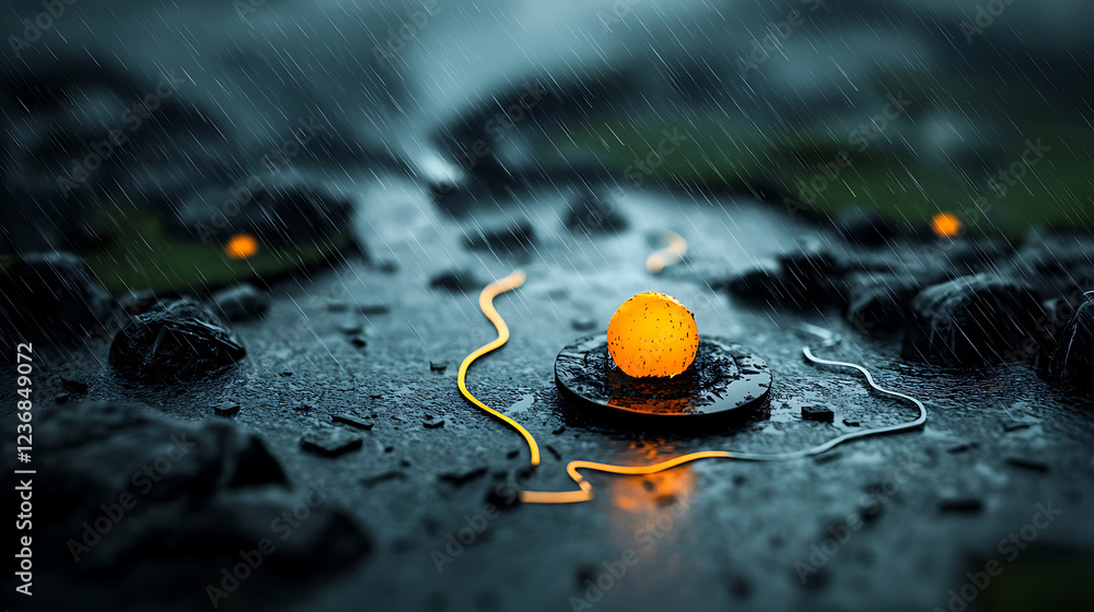 Poster dynamic rainfall map visualization nature scene digital art soft curves and flowing streams atmosphe