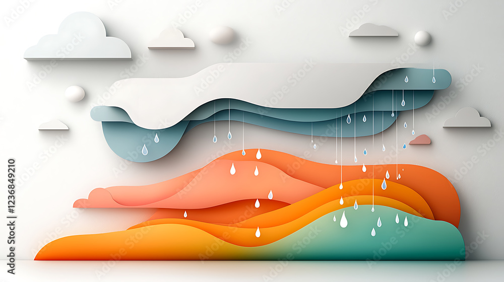 Poster rainfall pattern map soft pastel colors digital art abstract environment artistic viewpoint creative