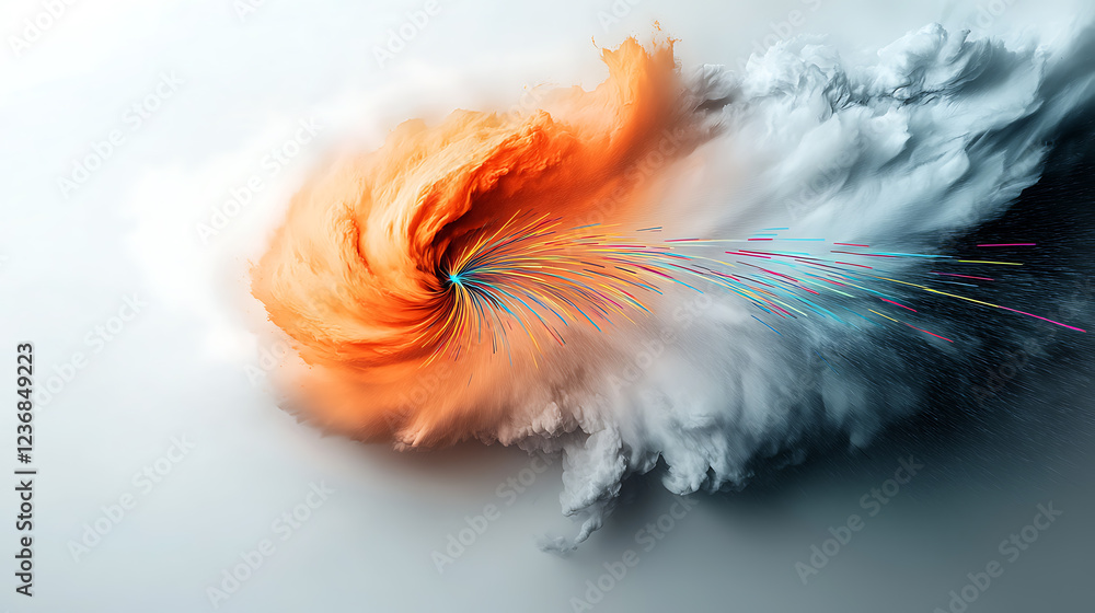 Poster dynamic rainfall map visualization global weather patterns infographic art digital design aerial vie