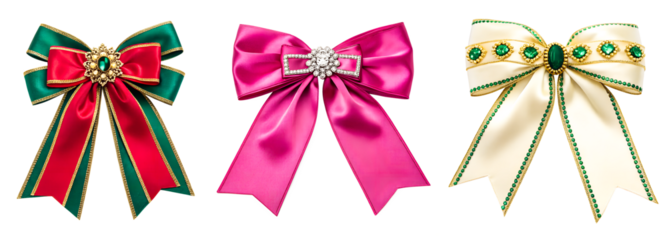 set of bows isolated on transparent background