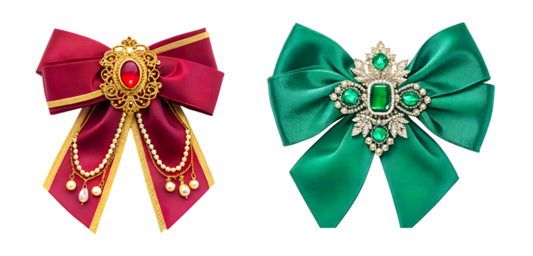 set of bows isolated on transparent background