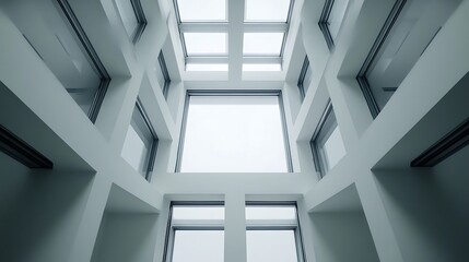 Obraz premium Modern building interior with skylights and geometric design