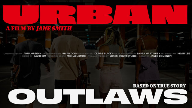 Cinematic Film Title Card, Movie Poster Typography Overlay 287 , ( Wide - Square - Vertical )