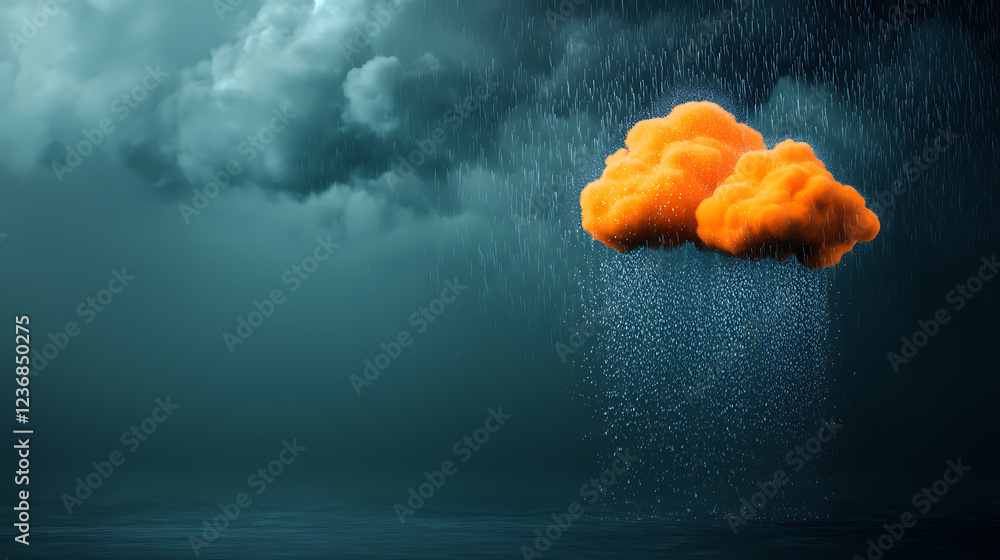Poster rainfall visualization displaying precipitation dynamics atmospheric setting digital artwork moody e