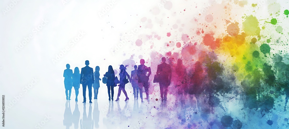 Poster dynamic abstract representation of innovative business collaboration and teamwork