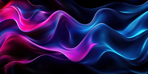 Obraz premium Smooth flowing waves in electric blue, magenta, and cyan, high-energy abstract digital design