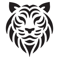 Simple Black and White Tiger Head Silhouette Vector Design