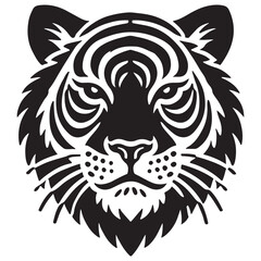 Detailed Tiger Head Silhouette Vector Artwork