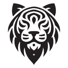 Tribal Style Tiger Head Silhouette Vector Art