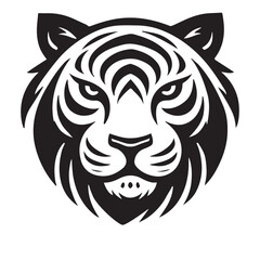 Tribal Style Black Tiger Head Silhouette Vector Illustration
