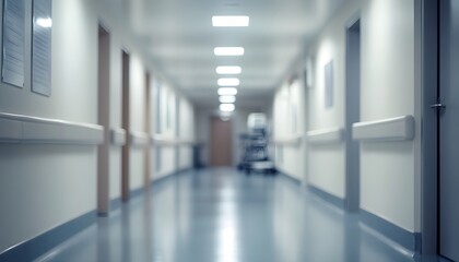 Obraz premium Sterile Hospital Corridor Long Perspective View