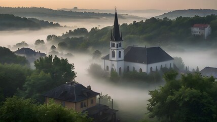 Fototapeta premium Fog in the town