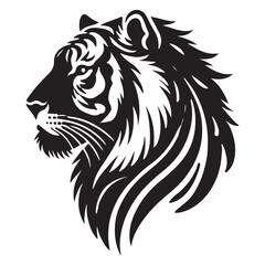 Stylized Tiger Head Silhouette Illustration
