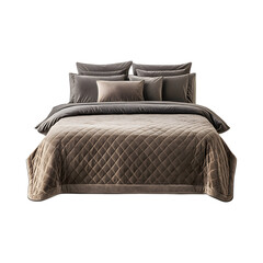 Obraz premium Velvet Bed Runners with Quilted Patterns on a Bed Isolated on Transparent Background