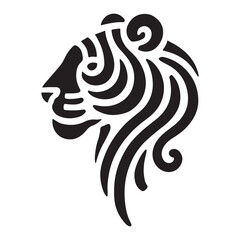 Stylish Line Art Silhouette of a Lion's Head