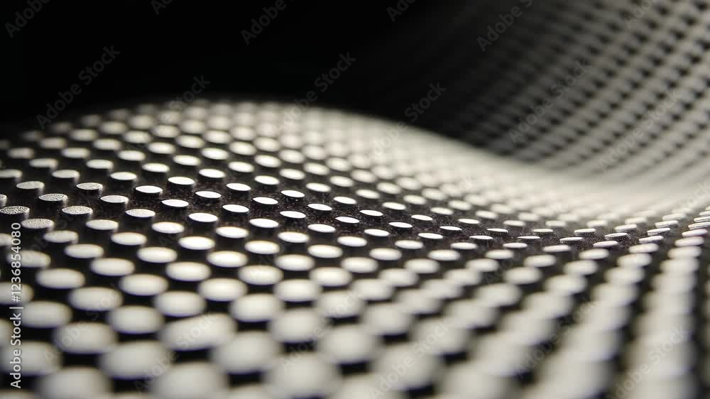 Poster halftone dots background with abstract loops in 16:9 style featuring black and white wave design for