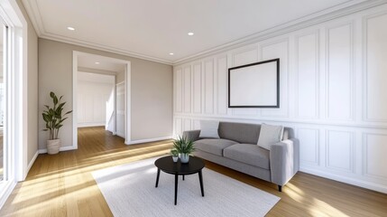 Obraz premium Modern Minimalist Living Room with Bright Natural Light and Plants