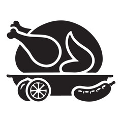 Silhouette of Roasted Chicken with Sides