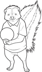 Skunk Bowling Bowling ball Animal Vector Graphic Art Illustration