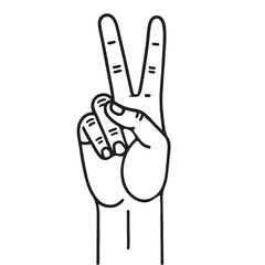 Peace Sign Hand Gesture Outline Illustration Vector