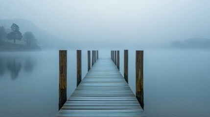 Fototapeta premium misty lake pier tranquility