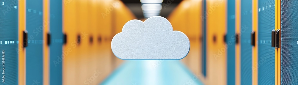 Poster cloud computing concept in a data center.
