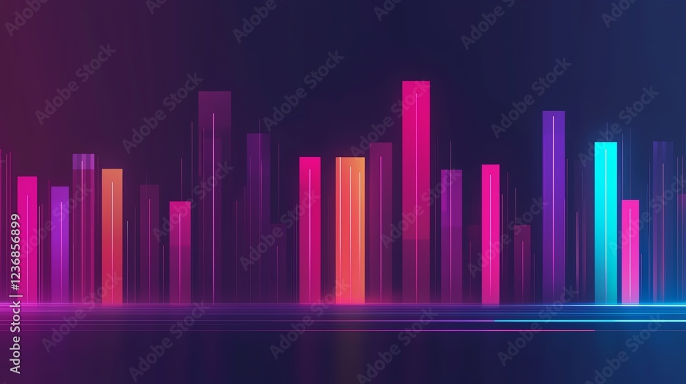 Poster colorful abstract bar graph visualization.