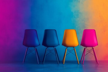 Obraz premium Colorful chairs against a vibrant background.