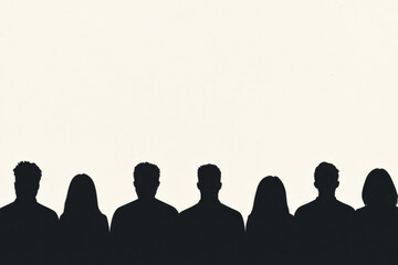 A group of people are sitting in a row, with their silhouettes visible