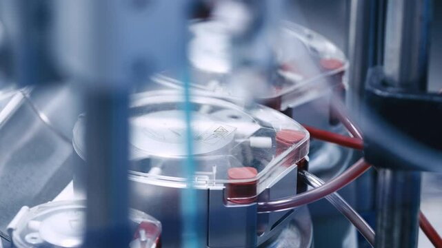 Blood circulation machine in the operating room used during heart surgery. Concept: innovative medical technologies ensuring life support and successful heart surgeries.
