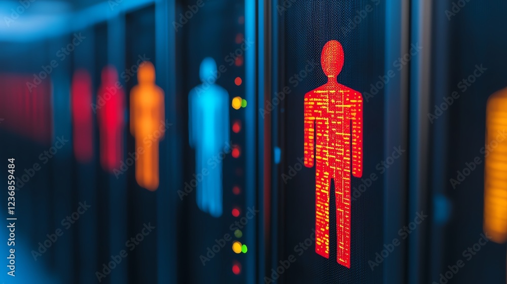 Poster digital figures displayed on server panels.