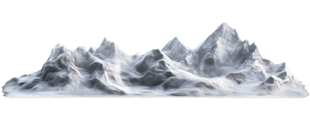  a depiction of a snow-capped mountain range isolated on a transparent background