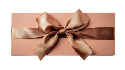 Fototapeta premium Elegant gift box with satin ribbon bow on a white background