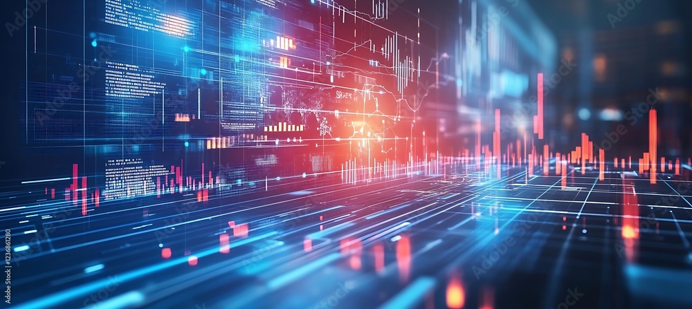 Poster modern abstract visualization of complex financial data and analytics