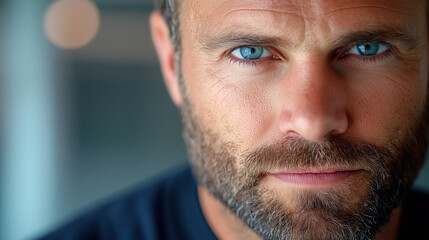 Obraz premium Calm Intense Strategist Portrait with Focused Expression