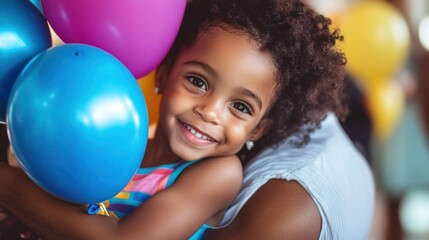 Obraz premium Joyful Child with Balloons: A Celebration of Childhood