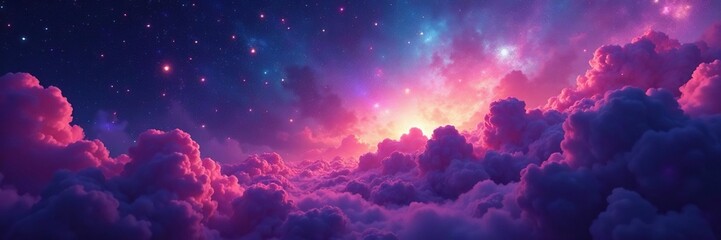 Fototapeta premium Iridescent clouds of gas in the cosmos with stars, stellar nurseries, starlight