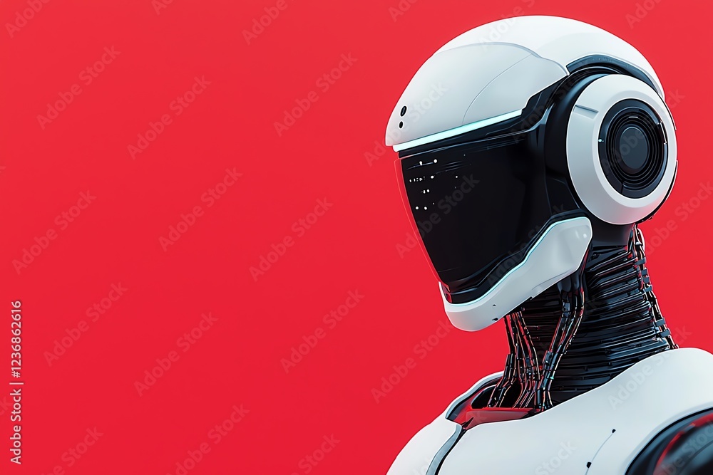 Poster futuristic robot in a minimalist design style.