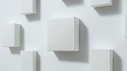 White blank packaging box mockup template isolated on a white background. 