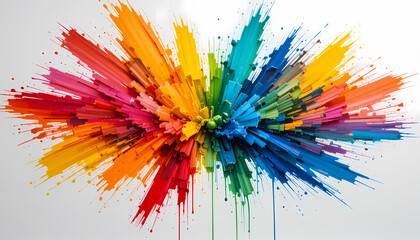 Energetic Hand-Painted Rainbow Brush Strokes