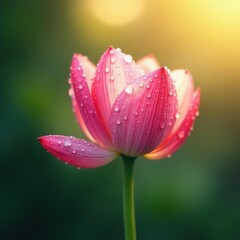 Delicate petals unfolding with dew drops sparkling, dew, nature