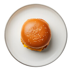 Cheese chicken burger on a plate top view