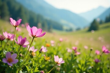 Fototapeta premium Soft petals of wildflowers bloom in the meadow, valley, flowers, peaceful