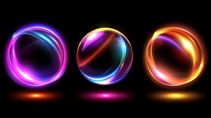 Naklejka premium Vibrant Glowing Orbs Abstract Art Design