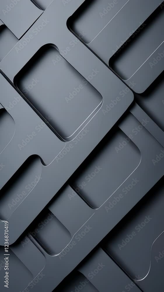 Poster geometric 3d abstract background interlocking dark gray rhombuses and hexagons forming contemporary 