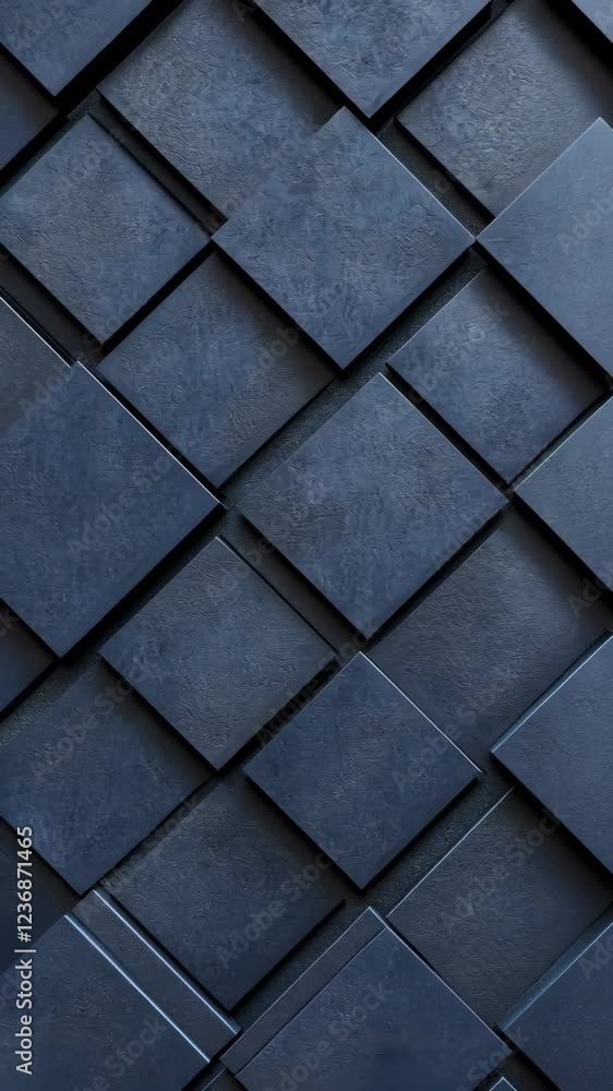Poster geometric 3d abstract background interlocking dark gray rhombuses and hexagons forming contemporary 