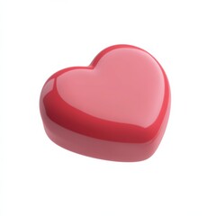 Valentine's Day 3D. A shiny red heart-shaped object, symbolizing love and affection, with a smooth surface and appealing design.
